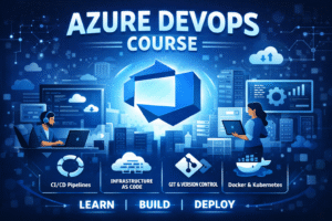 Azure DevOps Course training with CI/CD pipelines, cloud infrastructure, Git, Docker, and Kubernetes