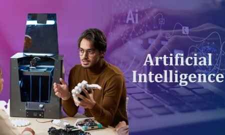 AI course banner by Maxzen Tech Solutions featuring a digital brain and tech elements.